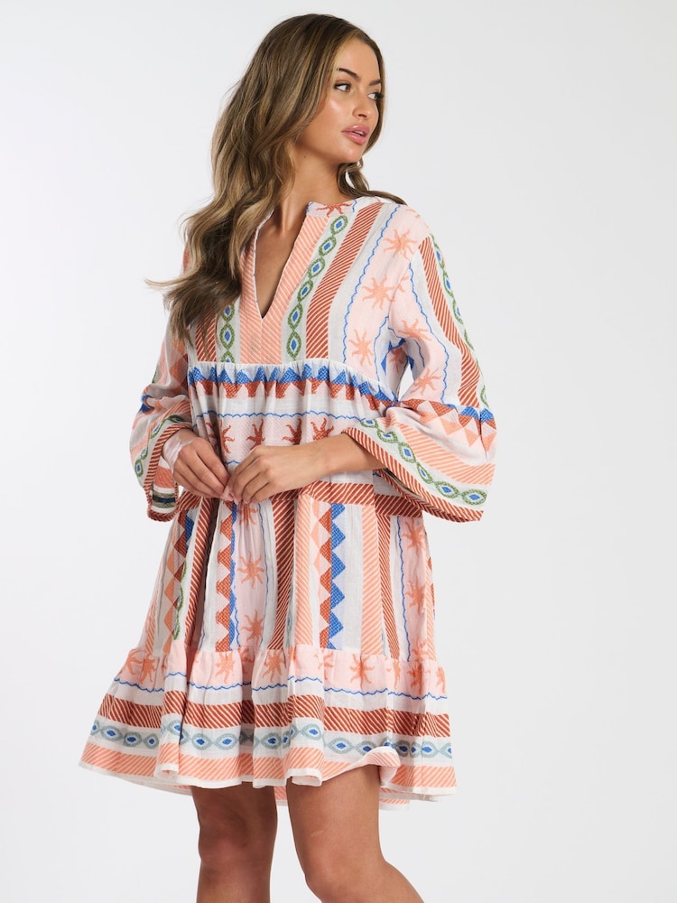 SOUTH BEACH Tiered Mini Dress - Orange Sz10”