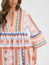 SOUTH BEACH Tiered Mini Dress - Orange Sz10”