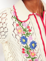 BODEN Embroidered Cotton Cardigan - Warm Ivory SzM