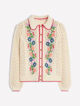 BODEN Embroidered Cotton Cardigan - Warm Ivory SzM