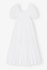 GANNI Smocked Maxi Dress - White Sz42 NZ14