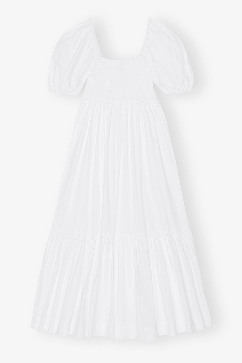 GANNI Smocked Maxi Dress - White Sz42 NZ14