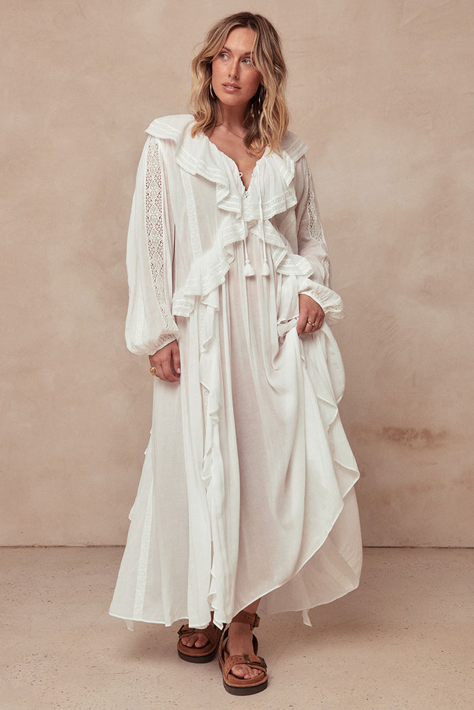 SPELL Fleur Lace Gown - White SzS