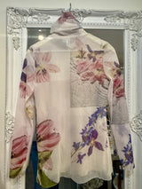 GANNI Tilden Mesh Top - Floral Sz42 NZ14
