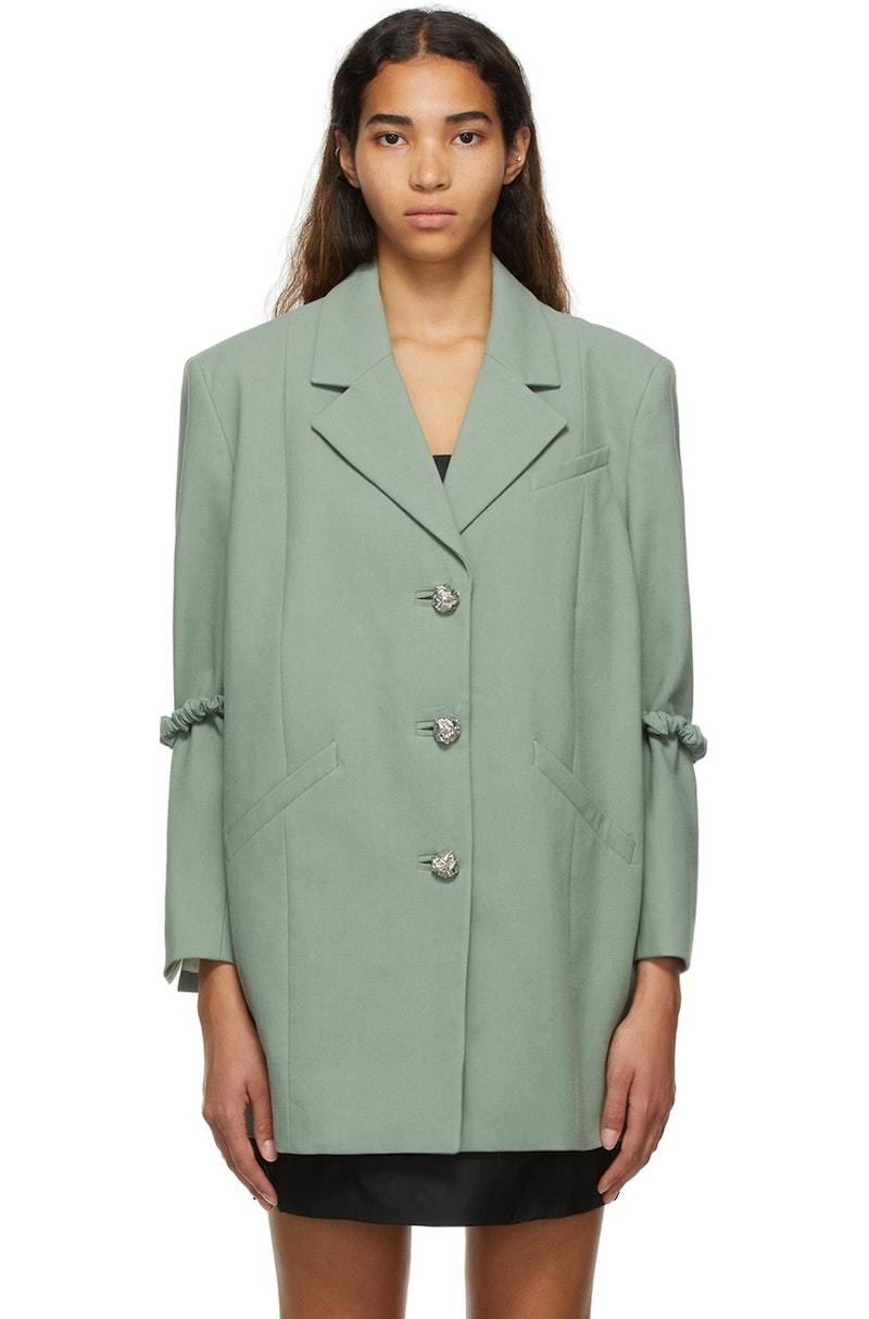 GANNI Organic Cotton Blazer - Green Bay SzS/M