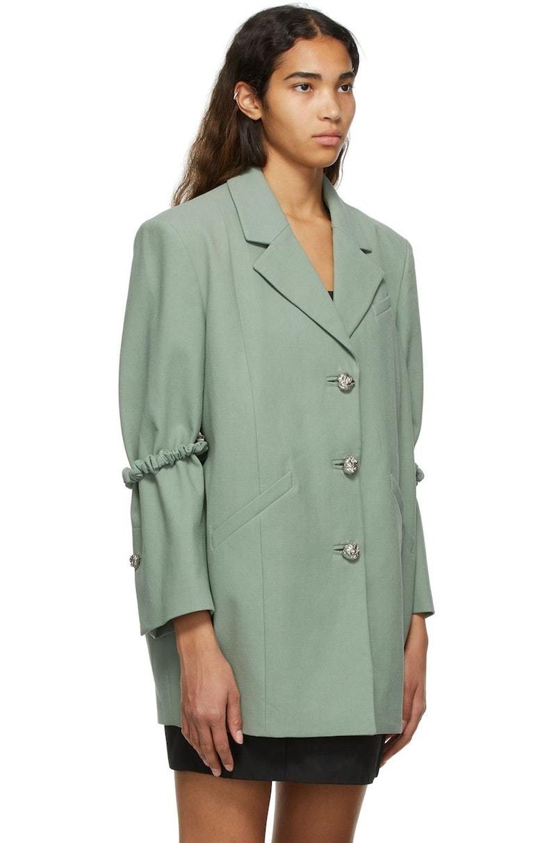 GANNI Organic Cotton Blazer - Green Bay SzS/M