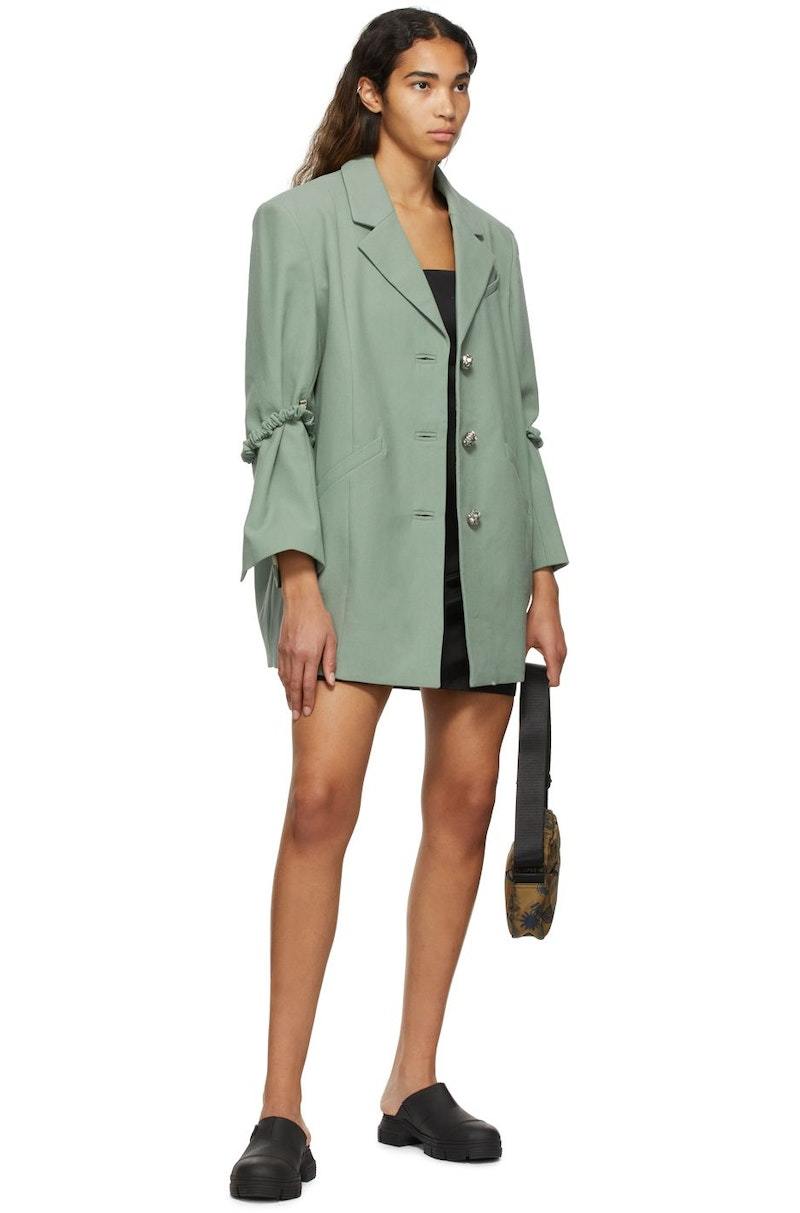 GANNI Organic Cotton Blazer - Green Bay SzS/M