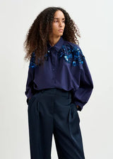 ESSENTIEL ANTWERP Embellished Cotton Shirt - Navy SzM PRE ORDER