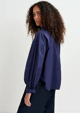 ESSENTIEL ANTWERP Embellished Cotton Shirt - Navy SzM PRE ORDER