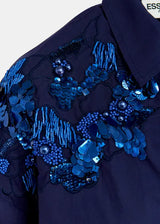 ESSENTIEL ANTWERP Embellished Cotton Shirt - Navy SzM PRE ORDER