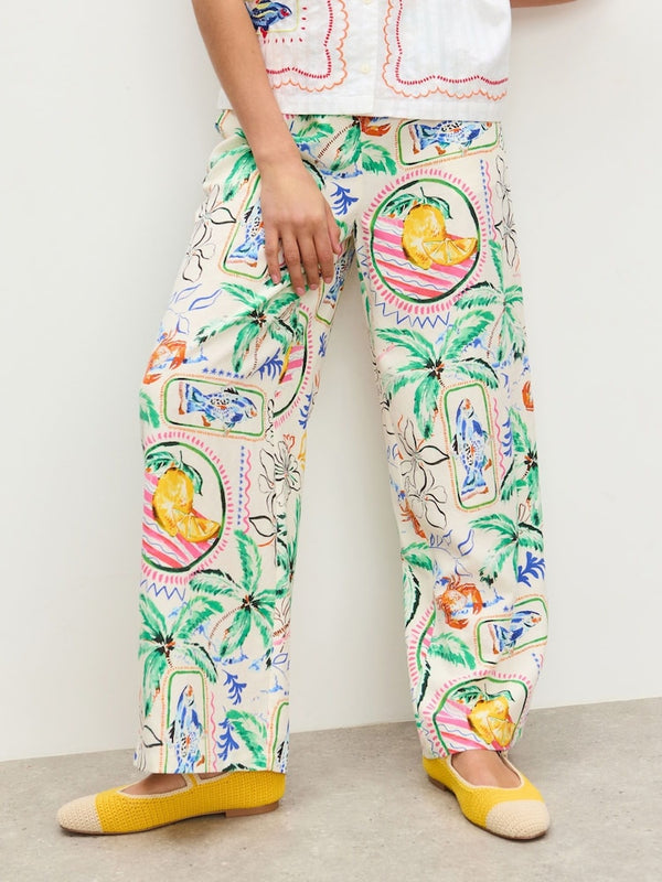 OLIVER BONAS Summer Wide Leg Trousers - Tropical Sz10