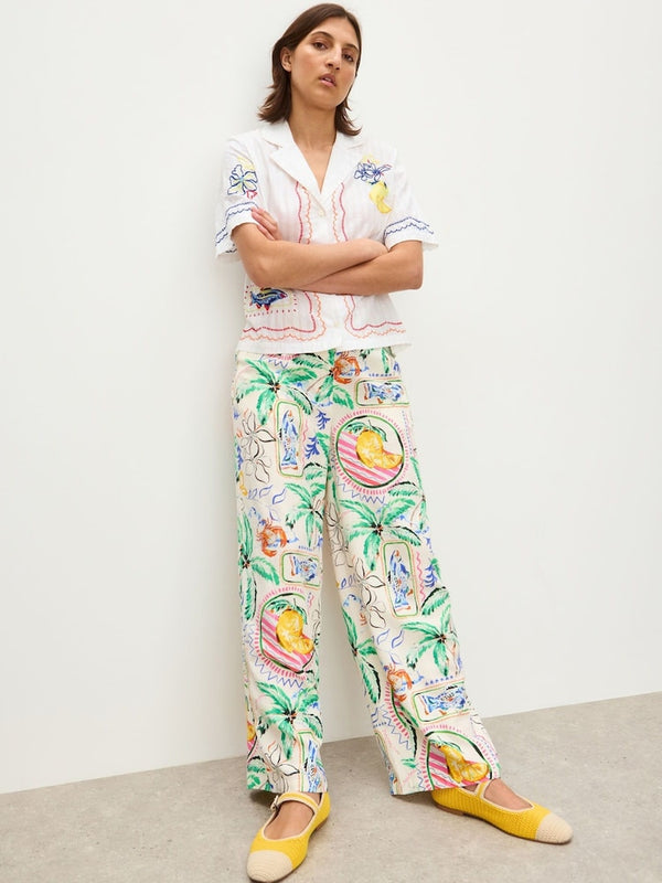 OLIVER BONAS Summer Wide Leg Trousers - Tropical Sz10