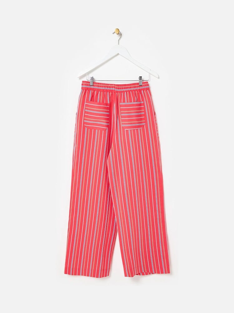 OLIVER BONAS Striped Wide Leg Trousers - Red & Blue