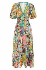 ALEMAIS Evergreen Midi Dress - Multi Sz10