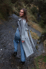 ATÉR Elgin Wool Trench Coat - Grey Marle SzM