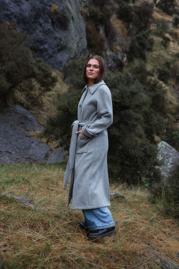 ATÉR Elgin Wool Trench Coat - Grey Marle SzM