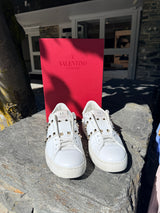 VALENTINO GARAVINI Rockstud Leather Trainers - White & Gold EU40.5