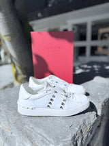 VALENTINO GARAVINI Rockstud Leather Trainers - White & Gold EU40.5