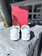 VALENTINO GARAVINI Rockstud Leather Trainers - White & Gold EU40.5