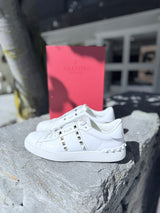 VALENTINO GARAVINI Rockstud Leather Trainers - White & Gold EU40.5
