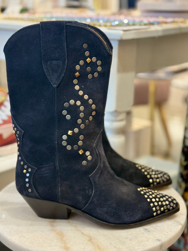 ISABEL MARANT Duerto Studded Suede Boots - Black EU39