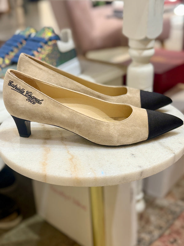 CHANEL Gabrielle Coco Suede Pumps - Nude/Black EU42