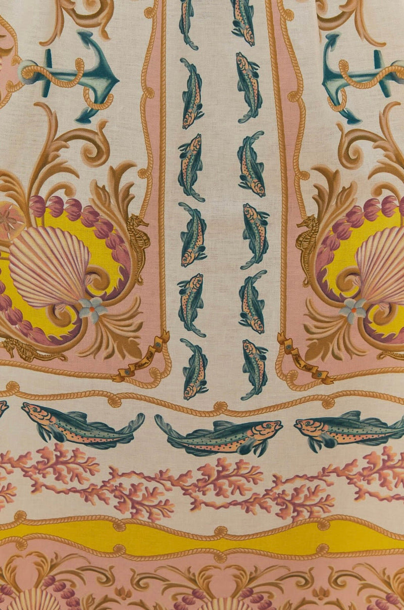 FARM Rio Maritime Magic Linen Blend Sundress - Off White SzM