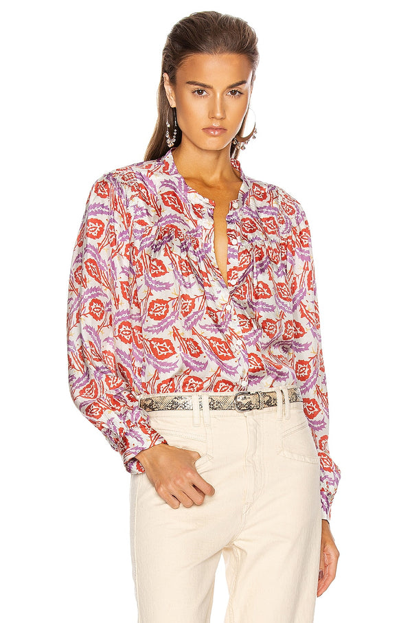 ISABEL MARANT Ritonea Silk blouse - Red Print Sz36 NZS
