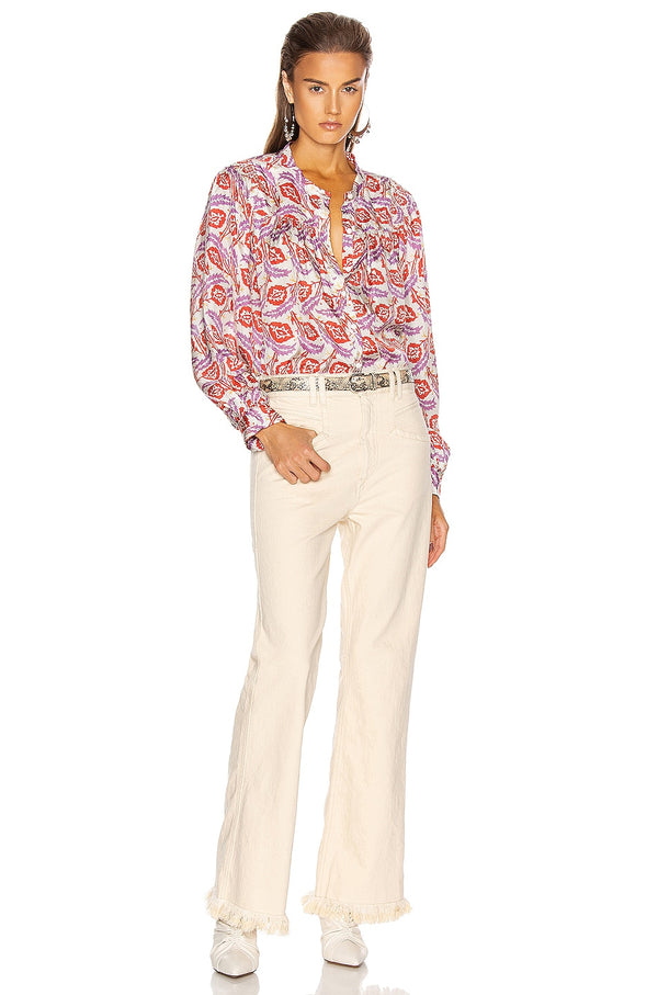 ISABEL MARANT Ritonea Silk blouse - Red Print Sz36 NZS