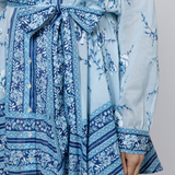JULIET DUNN Godot Dress - China Blue Cherry Blossom Print SZ2 NZ Medium