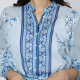 JULIET DUNN Godot Dress - China Blue Cherry Blossom Print SZ2 NZ Medium