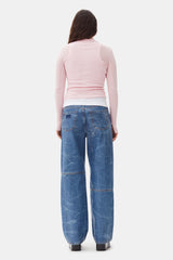 GANNI Knitted Polo Shirt - Pink SzL