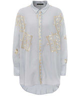 GREEK ARCHAIC KORI Embroidered Lefkada Shirt - Gold  SzXS