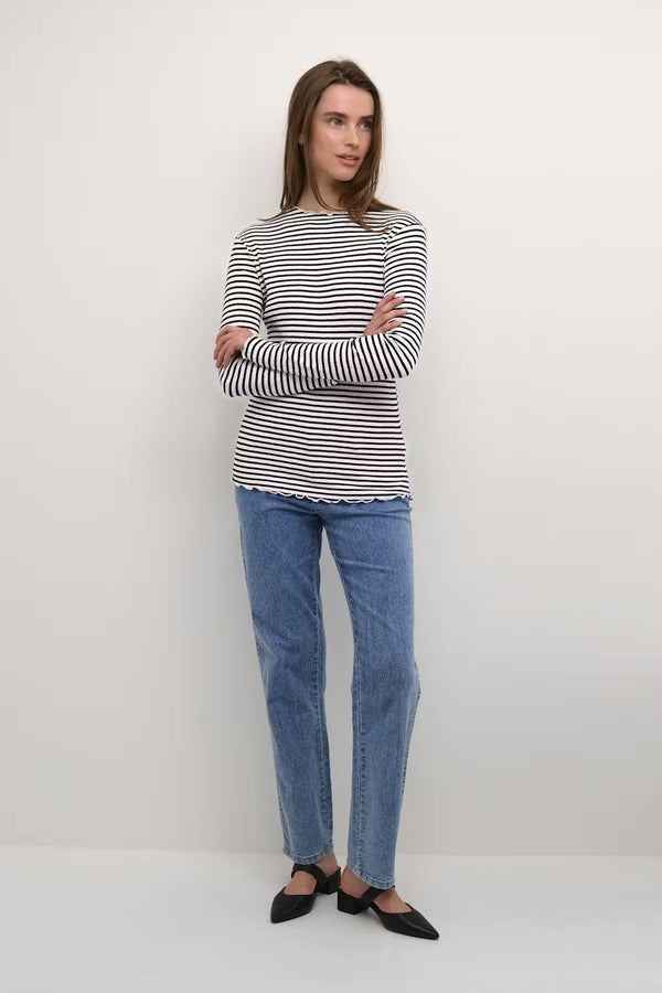 KAREN BY SIMONSEN Candace Stripe Long Sleeve Top - XL