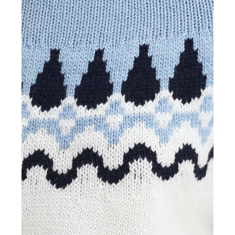 BARBOUR Kingsford Fairisle Crewneck - Ecru/Blue Sz14