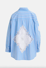 ESSENTIEL ANTWERP Lace Patchwork Shirt - Blue Stripe SzL