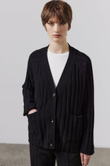 LAING Lizzie Ribbed Cashmere Cardigan - Black SzXS