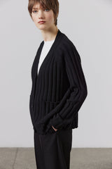 LAING Lizzie Ribbed Cashmere Cardigan - Black SzXS