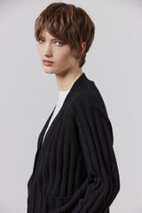 LAING Lizzie Ribbed Cashmere Cardigan - Black SzXS
