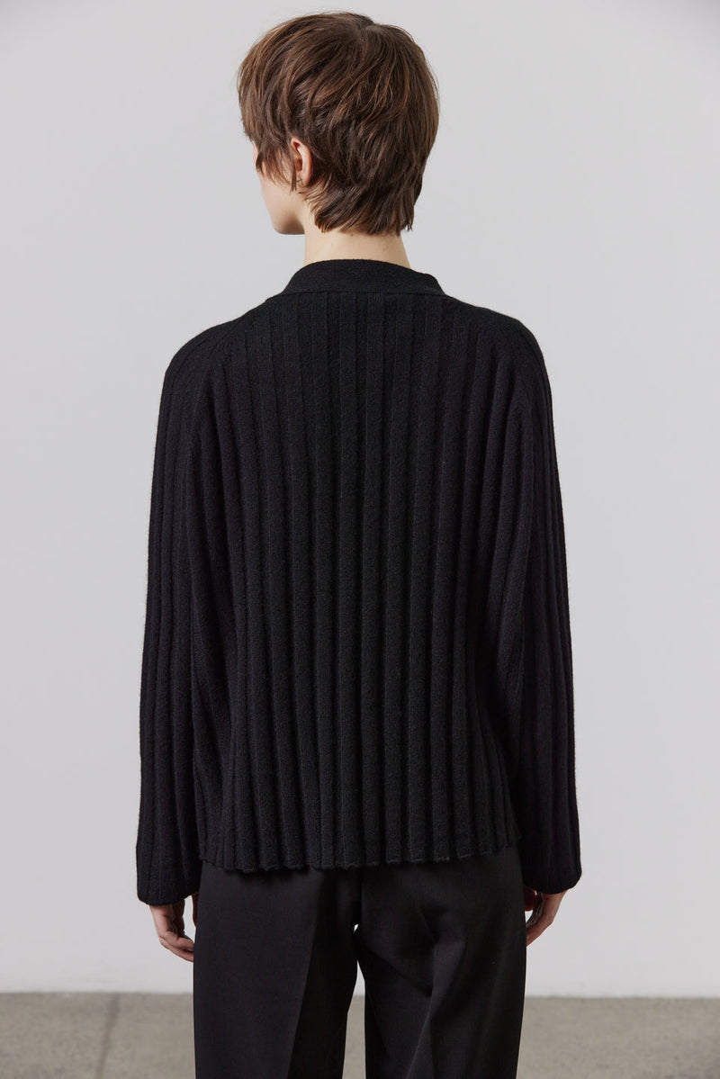LAING Lizzie Ribbed Cashmere Cardigan - Black SzXS