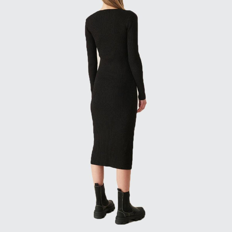 GANNI Women's Melange Knit Dress - Black SzM