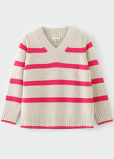 ALEGER N.327 Multi Stripe V Neck - Pink Flash SzXS