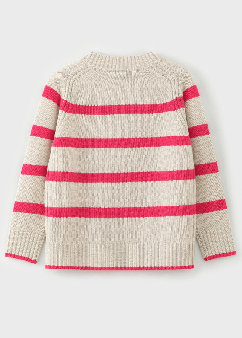 ALEGER N.327 Multi Stripe V Neck - Pink Flash SzXS