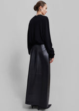 THE FRANKIE SHOP Nan Faux Leather Cross Maxi Skirt - Black SzM