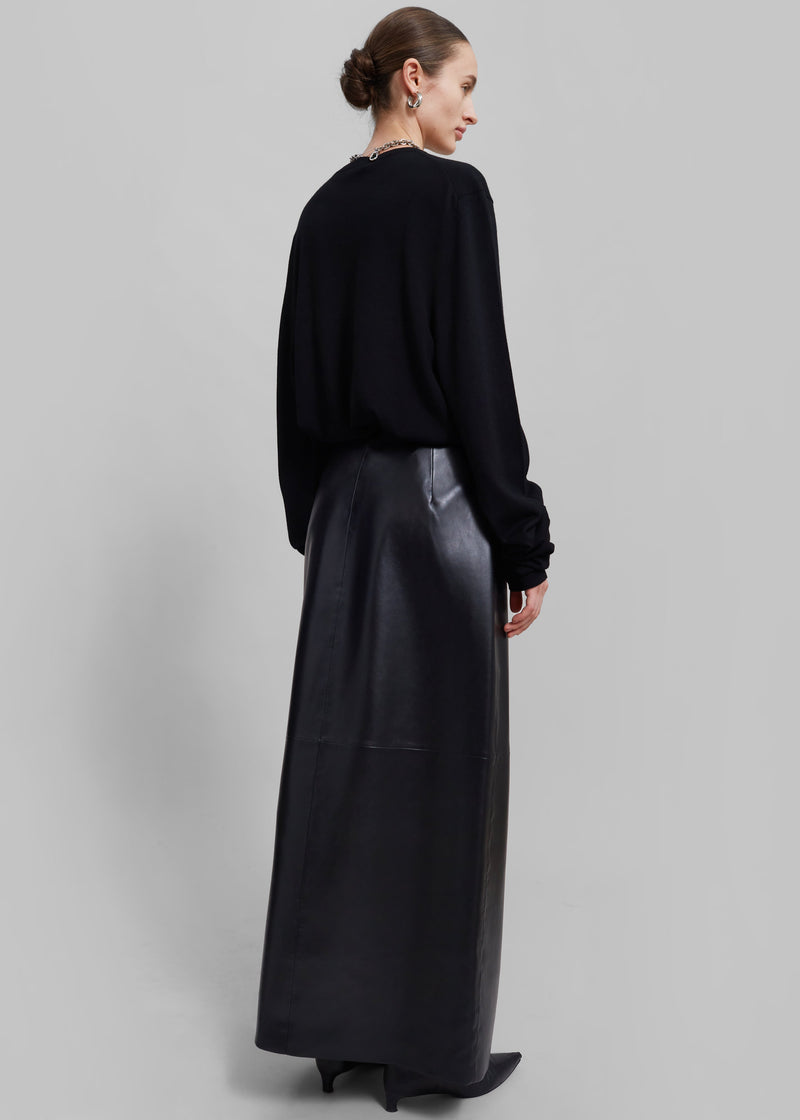 THE FRANKIE SHOP Nan Faux Leather Cross Maxi Skirt - Black SzM