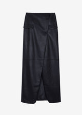 THE FRANKIE SHOP Nan Faux Leather Cross Maxi Skirt - Black SzM