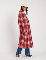 NOBODYS CHILD  Double Breasted Wool Blend Coat - Red Check  SzS
