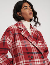 NOBODYS CHILD  Double Breasted Wool Blend Coat - Red Check  SzS