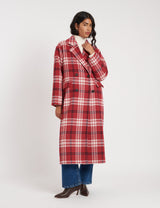 NOBODYS CHILD  Double Breasted Wool Blend Coat - Red Check  SzS