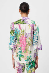 ONCE WAS Swanson Embroidered Cotton Voile Shirt - Wisteria Alba Sz5 NZ16